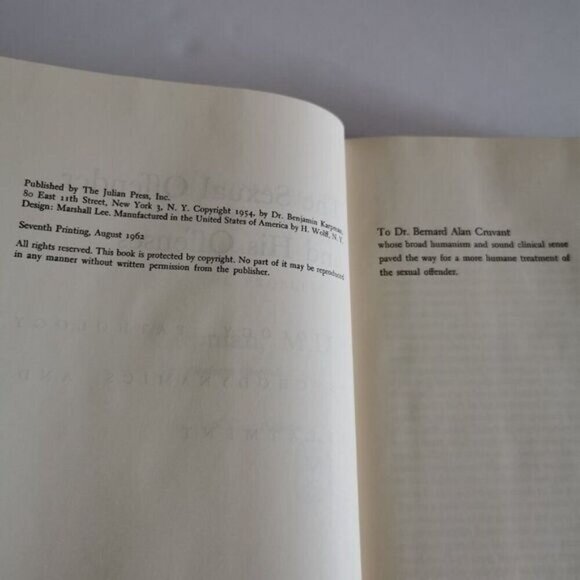 1962 The Sexual Offender and His Offenses by Benjamin Karpman Vintage Psychiatry - Picture 4 of 8